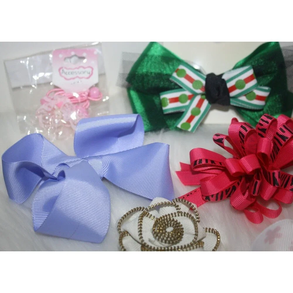 Lot of 8 Girls Hair Accessories Bows Colorful School Some Homemade NIP